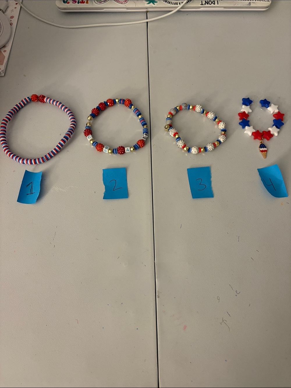 Emmy’s Creations Beaded Bracelet- Red, White & Blue (Choice of 1)